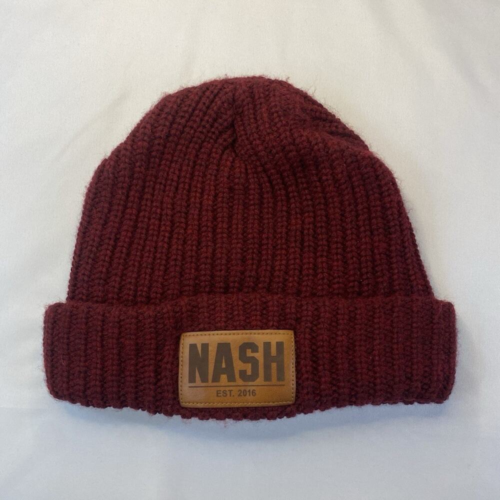 NASH Burgundy Solid Cuffed Beanie Hat Unisex Adults One Size